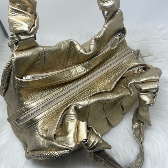 Cole Haan Metallic Gold Soft Leather Bucket Bag - Picture 10 of 15